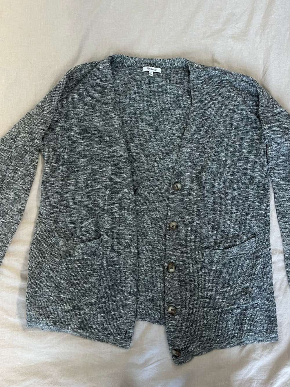 Madewell Gray Marled Button-Front Cardigan